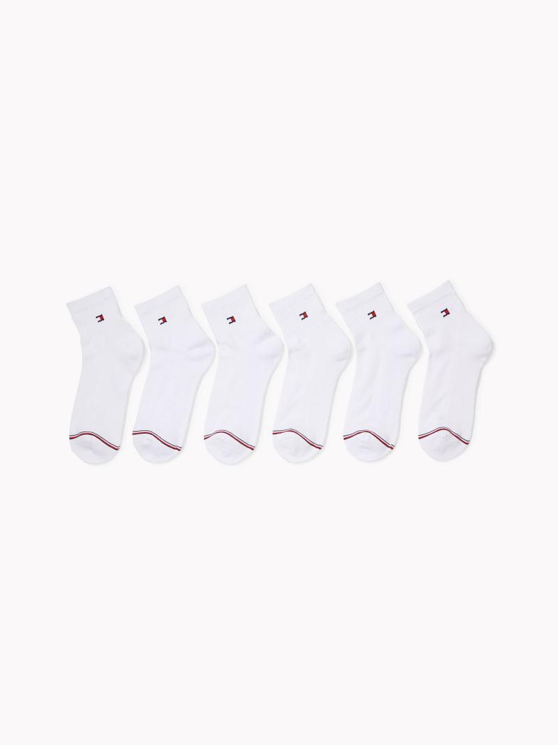 White Women\'s Tommy Hilfiger Quarter Top 6PK Socks | AU_W21664