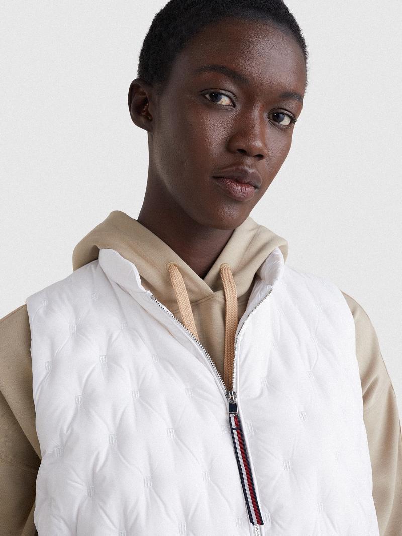 White Women's Tommy Hilfiger Quilted Down Vest Jackets | AU_W21182