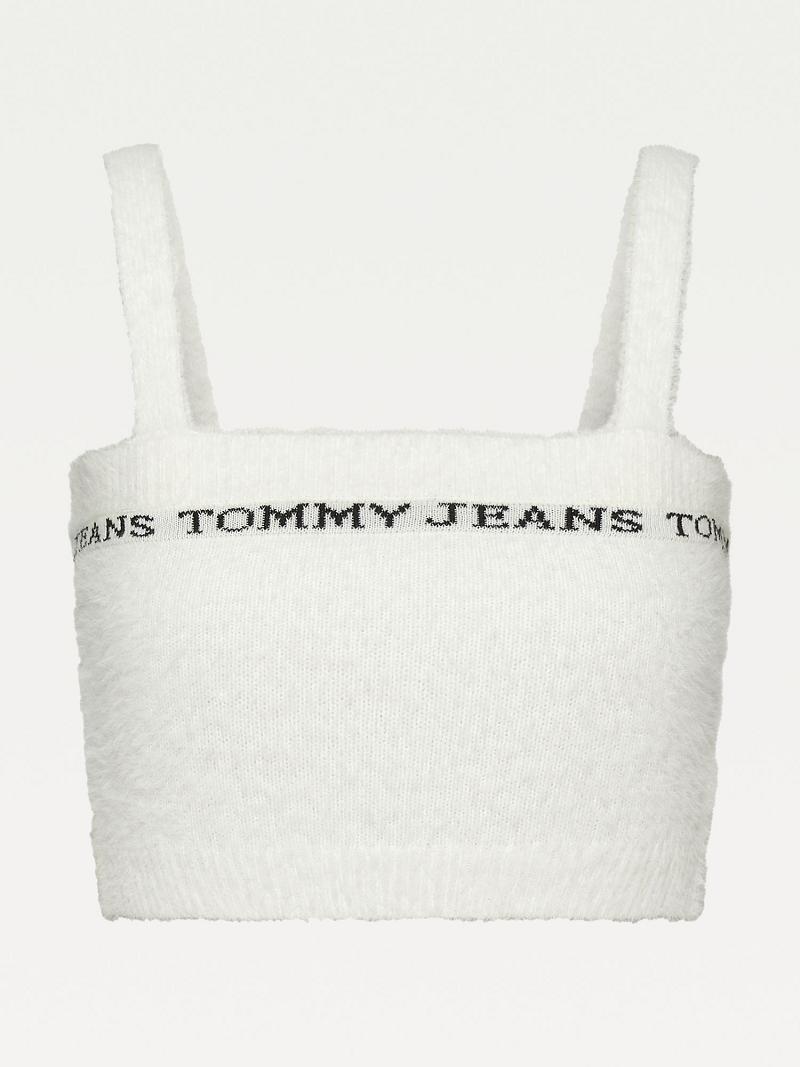 White Women's Tommy Hilfiger Recycled Fuzzy Camisole Tops | AU_W21502