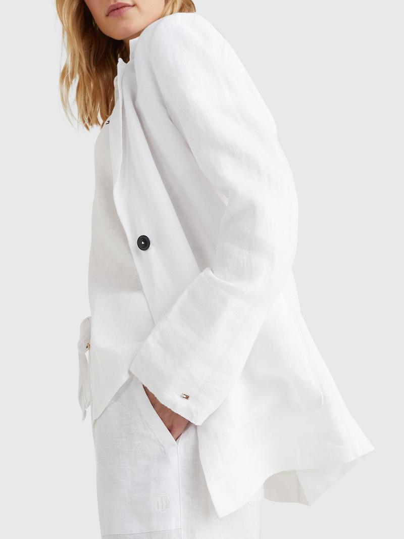 White Women's Tommy Hilfiger Relaxed Fit Linen Blazers | AU_W21005