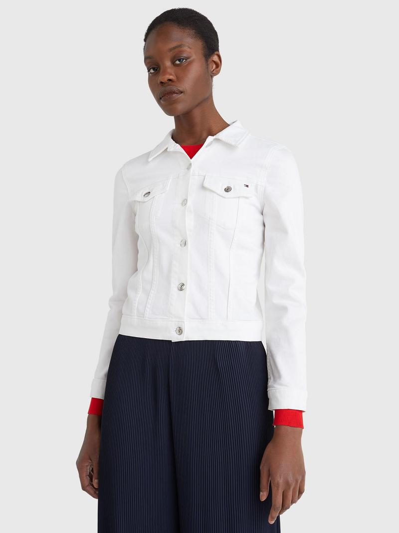 White Women\'s Tommy Hilfiger White Trucker Jackets | AU_W21186