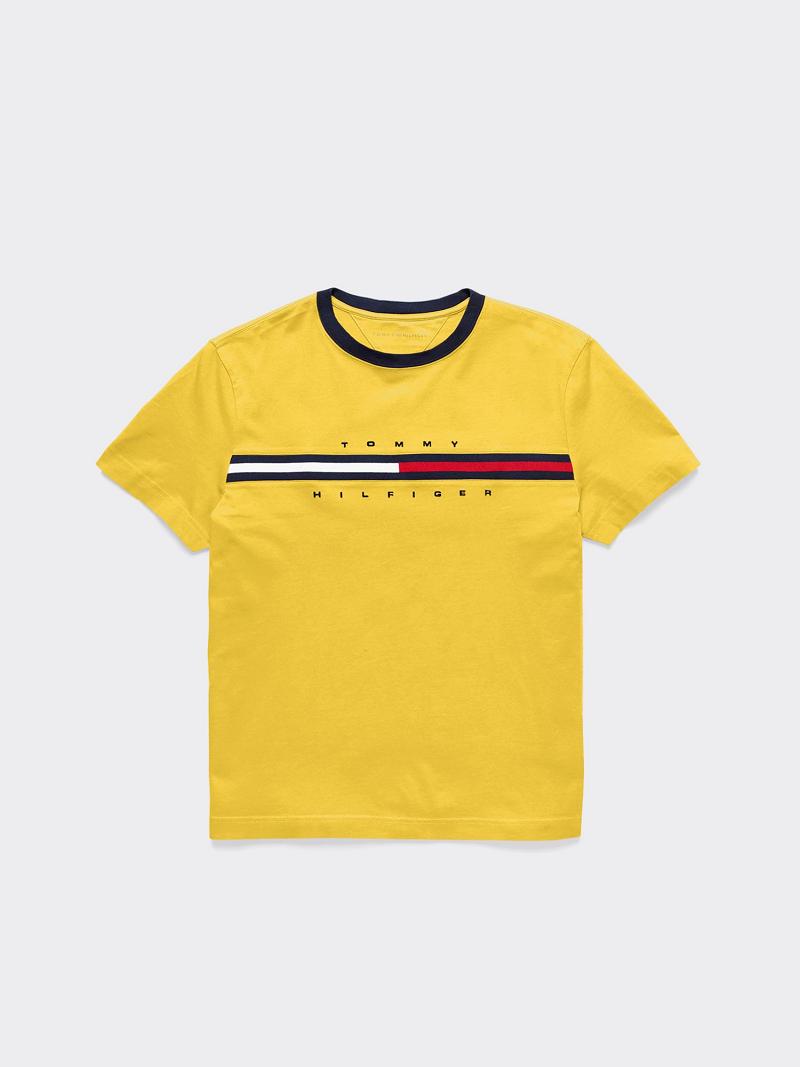 Yellow Kids\' Tommy Hilfiger Flag T Shirts | AU_B2171