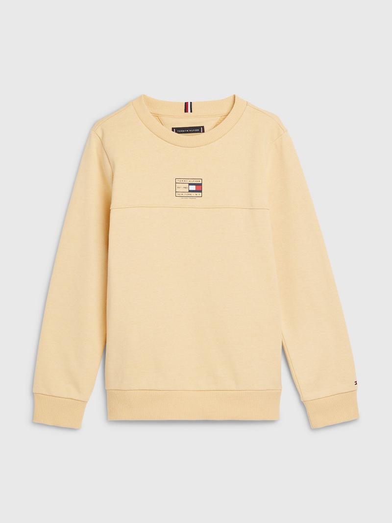 Yellow Kids\' Tommy Hilfiger Natural Dye Flag Sweatshirts | AU_B2135