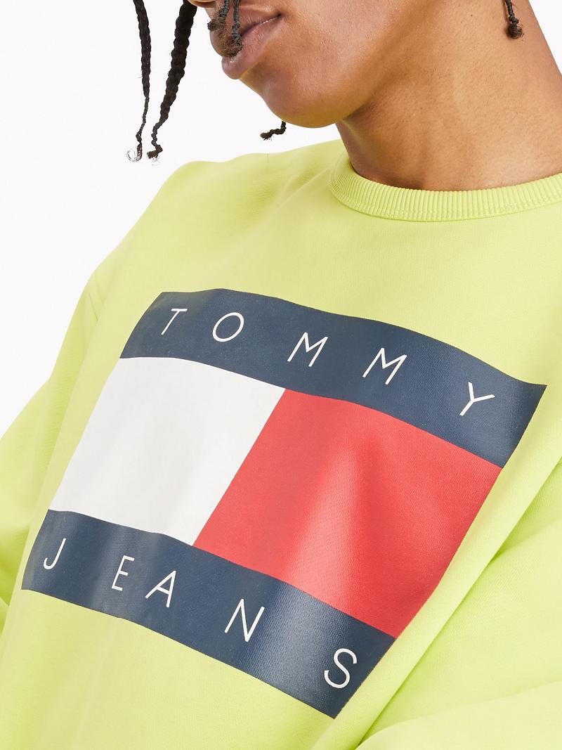 Yellow Men's Tommy Hilfiger Flag Sweatshirts | AU_M31121