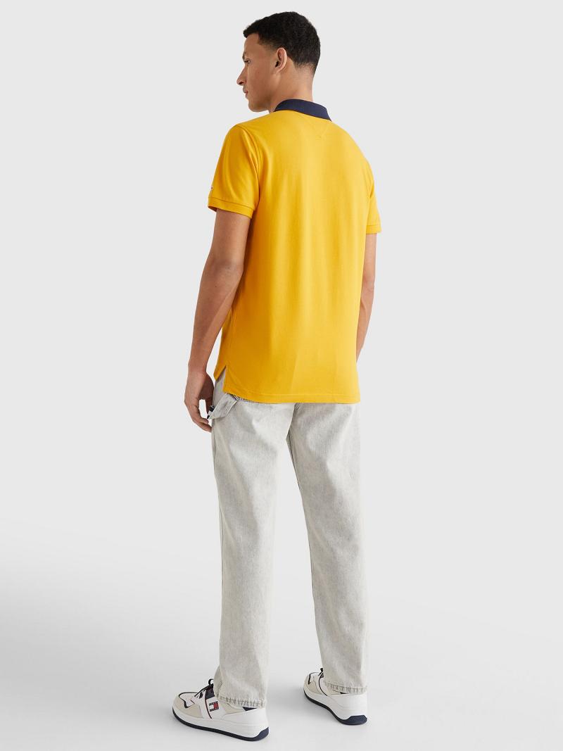 Yellow Men's Tommy Hilfiger Relaxed fit chest flag Polos | AU_M31306