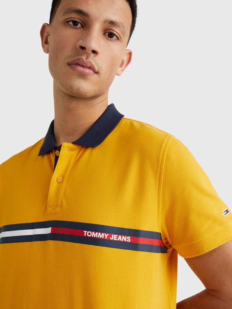 Yellow Men's Tommy Hilfiger Relaxed fit chest flag Polos | AU_M31306