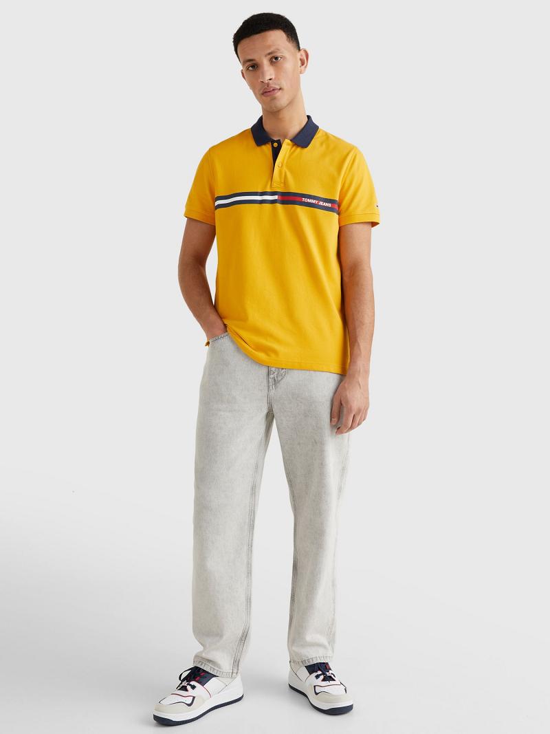 Yellow Men's Tommy Hilfiger Relaxed fit chest flag Polos | AU_M31306