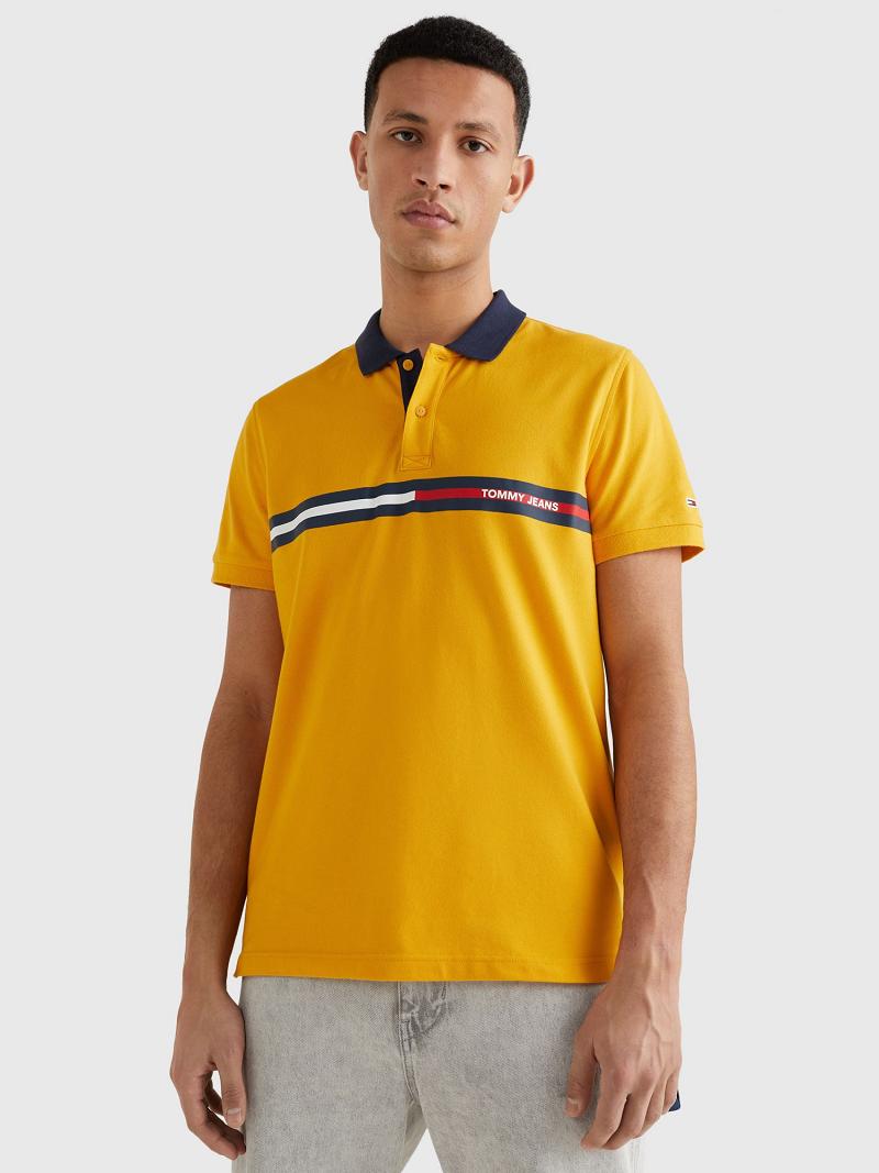 Yellow Men\'s Tommy Hilfiger Relaxed fit chest flag Polos | AU_M31306