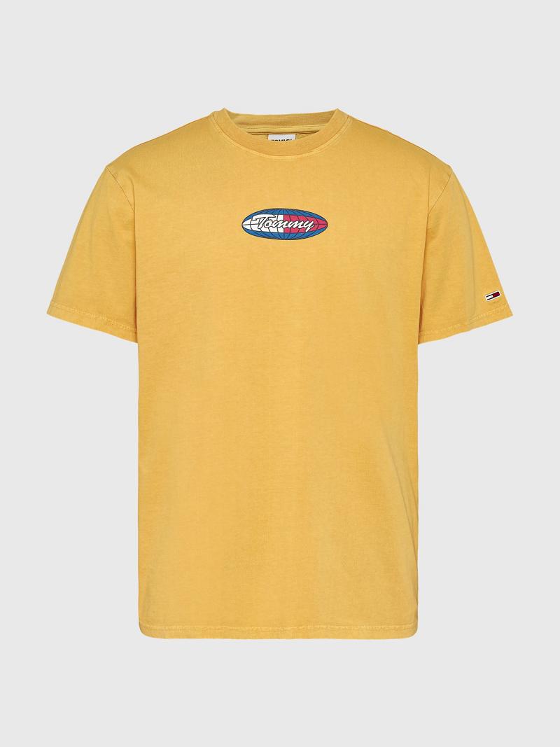 Yellow Men's Tommy Hilfiger Surf Globe Logo T Shirts | AU_M31075