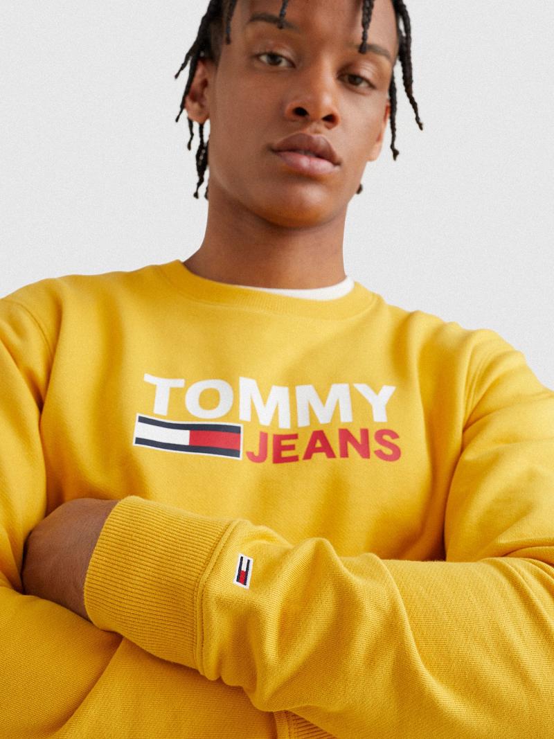 Yellow Men's Tommy Hilfiger Tommy Logo Sweatshirts | AU_M31139