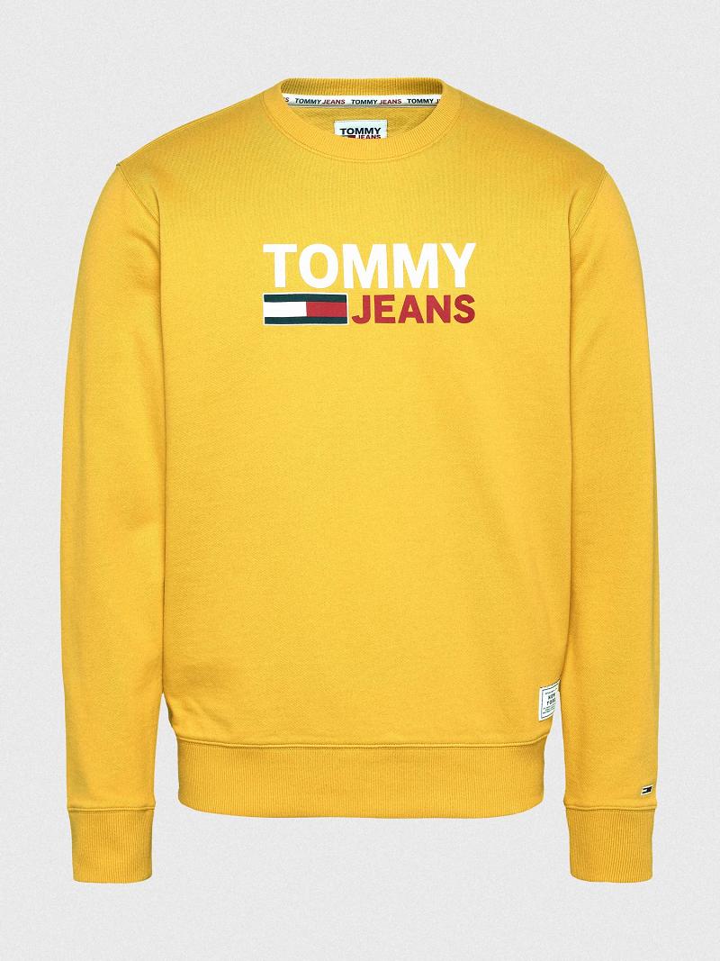 Yellow Men's Tommy Hilfiger Tommy Logo Sweatshirts | AU_M31139