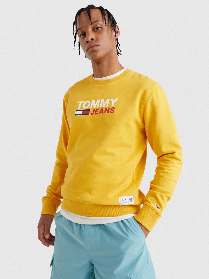 Yellow Men\'s Tommy Hilfiger Tommy Logo Sweatshirts | AU_M31139