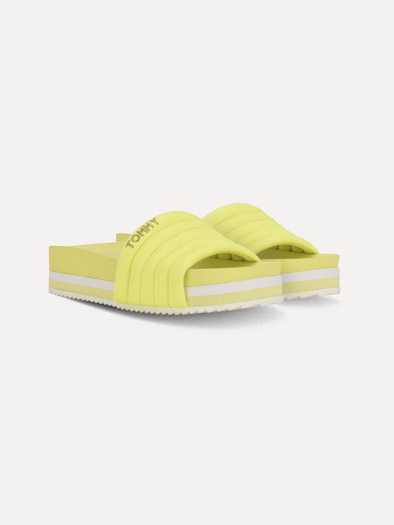 Yellow Women\'s Tommy Hilfiger Fluorescent Platform Sandals | AU_W21609