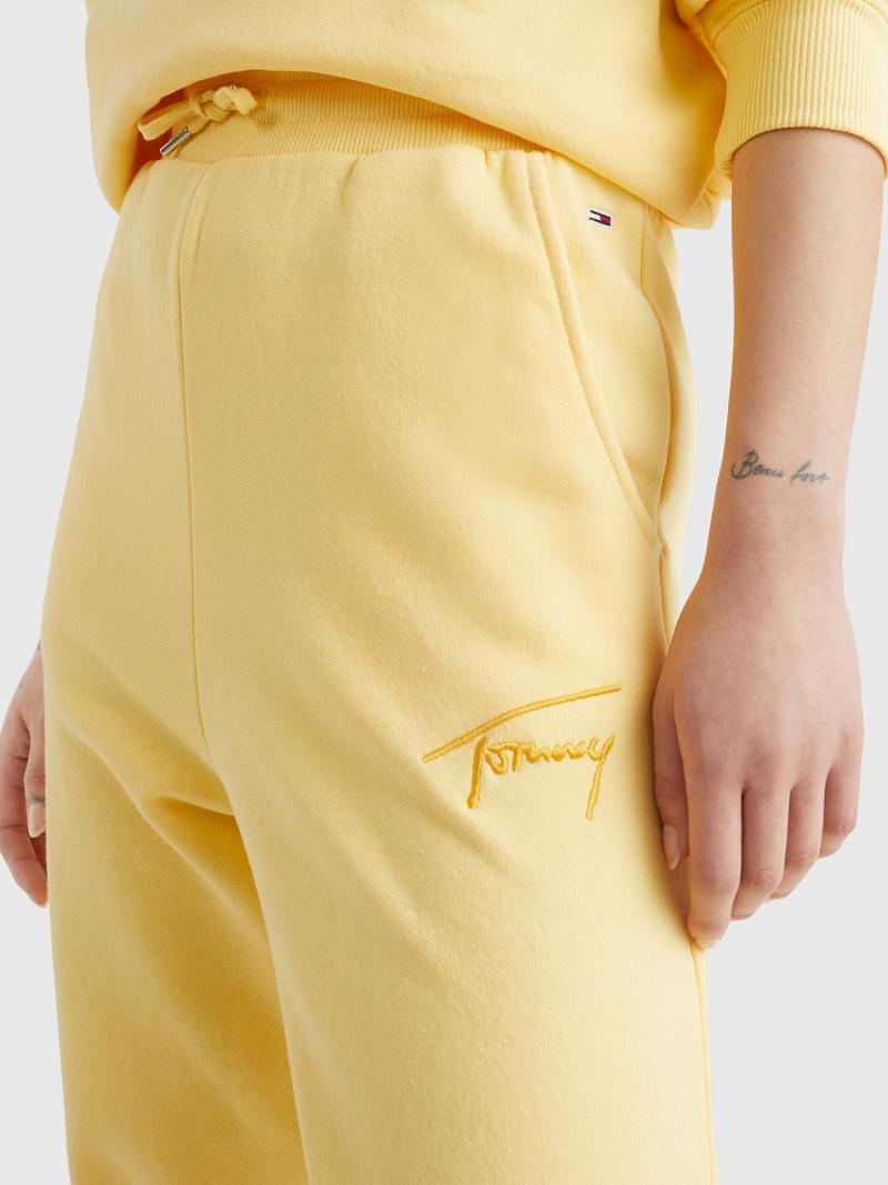 Yellow Women's Tommy Hilfiger Tommy Signature Sweatpant Pants | AU_W21259