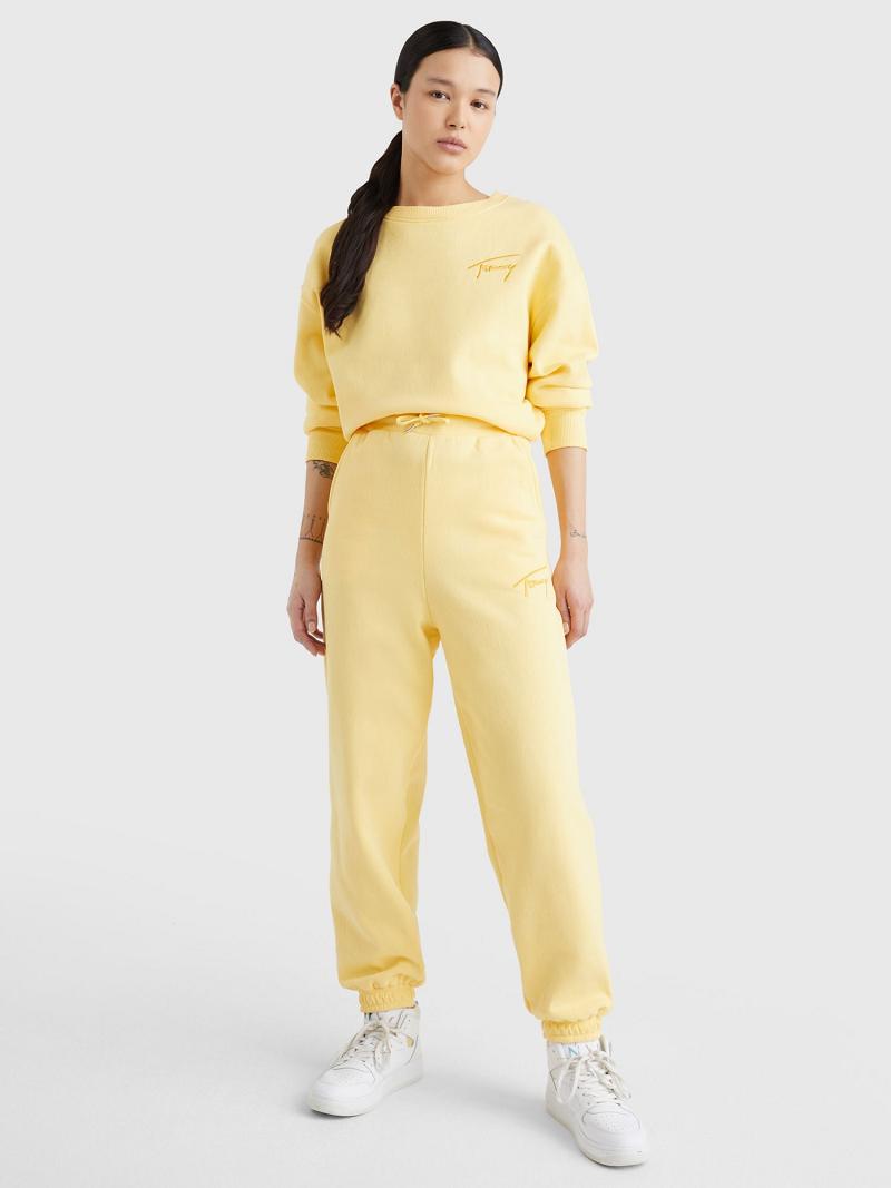 Yellow Women's Tommy Hilfiger Tommy Signature Sweatpant Pants | AU_W21259