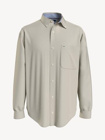 Beige Men's Tommy Hilfiger Essential solid twill overshirt Shirts | AU_M31257