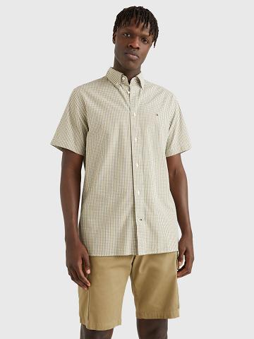 Beige Men's Tommy Hilfiger Regular fit gingham Shirts | AU_M31270