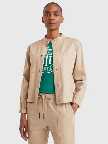 Beige Women's Tommy Hilfiger Relaxed Fit Flight Jackets | AU_W21183