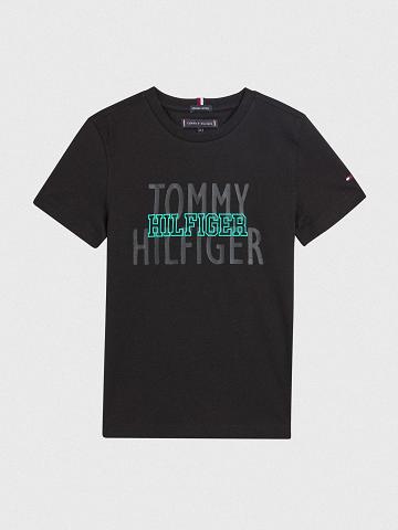 Black Kids' Tommy Hilfiger Organic Cotton Hilfiger T Shirts | AU_B2199