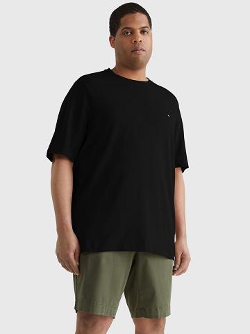 Black Men's Tommy Hilfiger Big and tall solid stretch T Shirts | AU_M31007