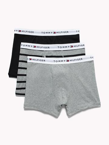 Black Men's Tommy Hilfiger Cotton classics trunk 3pk Trunks | AU_M31496