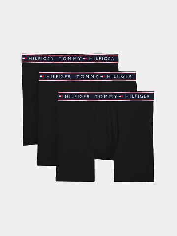 Black Men's Tommy Hilfiger Cotton stretch boxer brief 3pk Boxer Briefs | AU_M31594