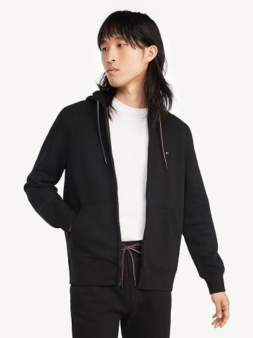 Black Men's Tommy Hilfiger Essential zip Hoodies | AU_M31444