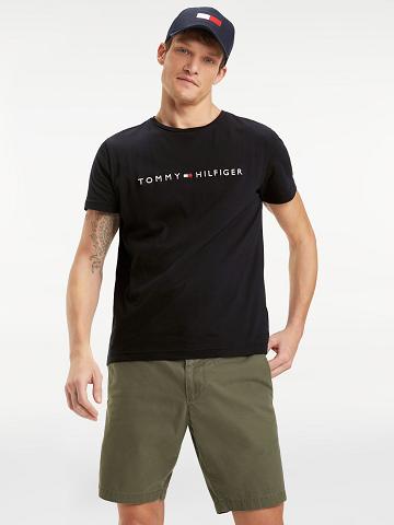 Black Men's Tommy Hilfiger Organic Cotton Logo T Shirts | AU_M31061