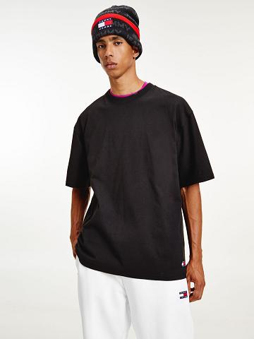 Black Men's Tommy Hilfiger Tj solid T Shirts | AU_M31086