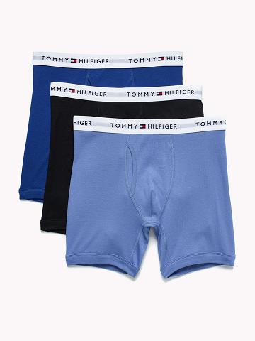 Blue / Black Men's Tommy Hilfiger Classic cotton boxer brief 3pk Boxer Briefs | AU_M31575