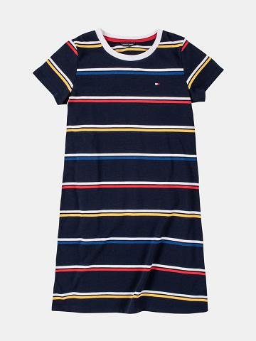 Blue Kids' Tommy Hilfiger Little Ribbed Stripe Dresses | AU_G1069