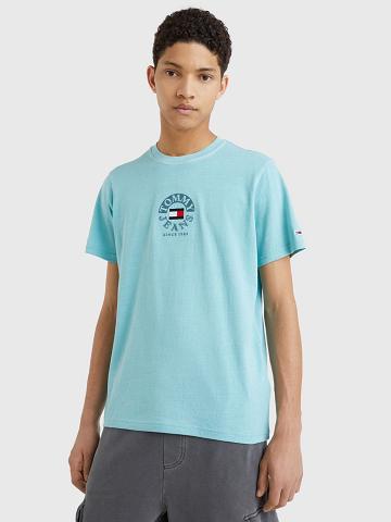 Blue Men's Tommy Hilfiger Circle logo T Shirts | AU_M31012