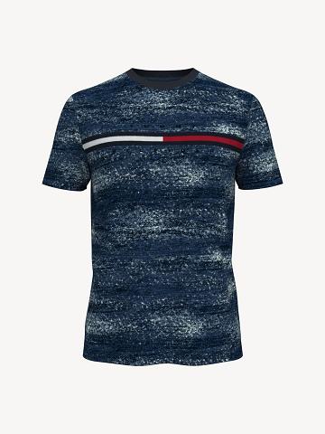 Blue Men's Tommy Hilfiger Essential bar flag T Shirts | AU_M31024