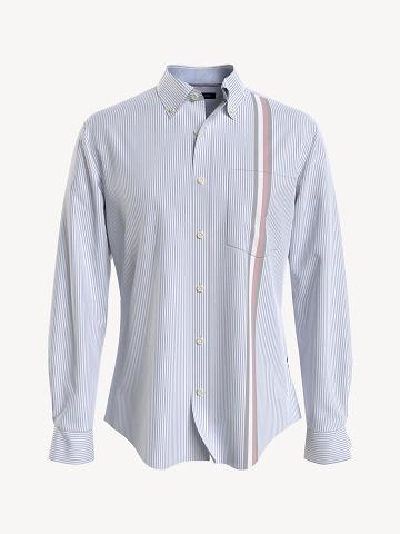 Blue / White Men's Tommy Hilfiger Relaxed fit ithaca stripe Shirts | AU_M31277