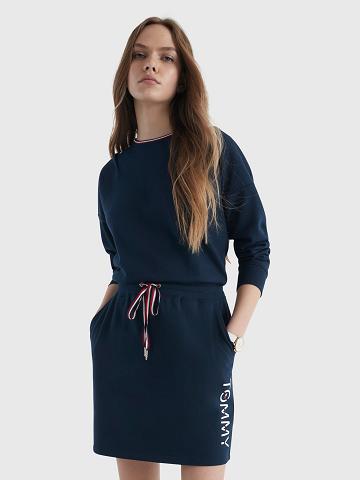 Blue Women's Tommy Hilfiger Drawstring Tommy Dresses | AU_W21060