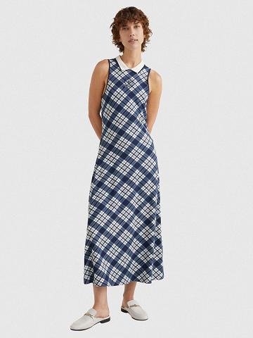 Blue Women's Tommy Hilfiger Icon Crest Midi Polo Dresses | AU_W21095