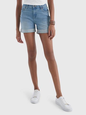 Blue Women's Tommy Hilfiger Light Wash 5" Denim Shorts | AU_W21308