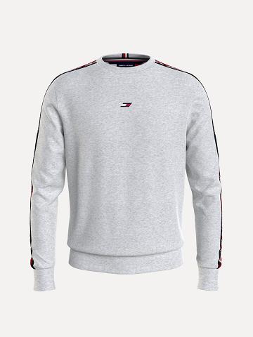 Grey Men's Tommy Hilfiger Organic cotton performance logo tape Sweatshirts | AU_M31131