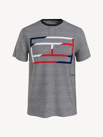 Grey Men's Tommy Hilfiger Skeleton flag T Shirts | AU_M31068