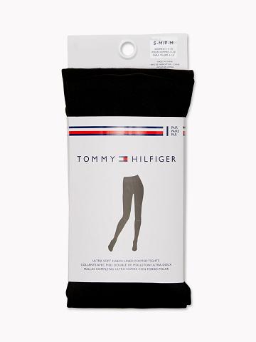 Grey Women's Tommy Hilfiger Fleece-Lined Footed Tights 1PK Socks | AU_W21661