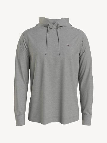 Light Grey Men's Tommy Hilfiger Essential hooded T Shirts | AU_M31028