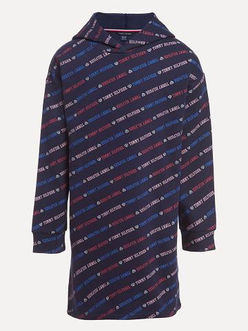 Navy Kids' Tommy Hilfiger Little Logo Print Sweatshirt Dresses | AU_G1067