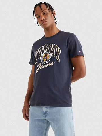 Navy Men's Tommy Hilfiger Collegiate Logo T Shirts | AU_M31015