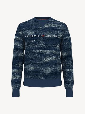 Navy Men's Tommy Hilfiger Essential brushed print Sweatshirts | AU_M31117