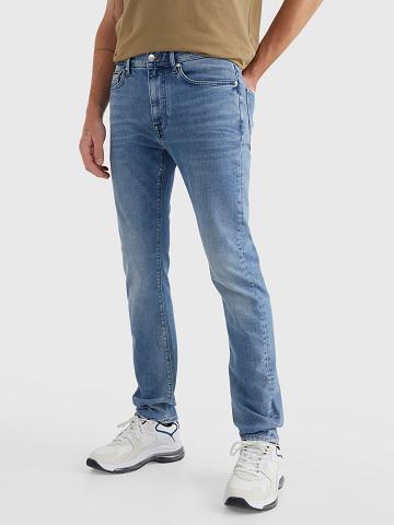 Navy Men's Tommy Hilfiger Slim Fit Medium Wash Jeans | AU_M31385