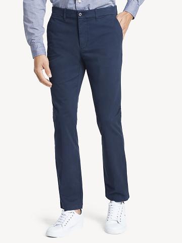 Navy Men's Tommy Hilfiger Slim fit essential comfort stretch chino Pants | AU_M31339