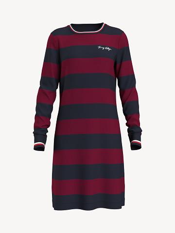 Navy / Multicolor Women's Tommy Hilfiger Essential Stripe Favorite T-Shirt Dresses | AU_W21077