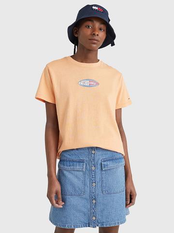 Orange Women's Tommy Hilfiger Surf Globe Logo T Shirts | AU_W21481