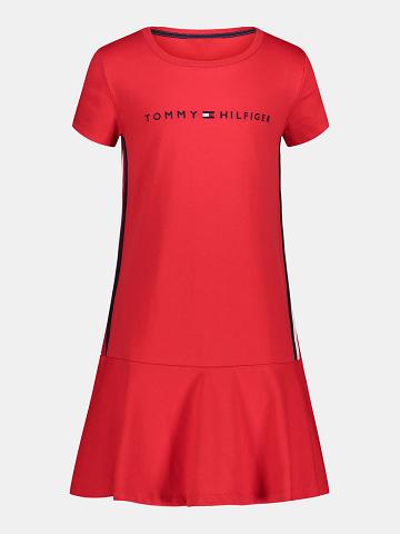 Red Kids' Tommy Hilfiger Big Logo Tape T-Shirt Dresses | AU_G1043