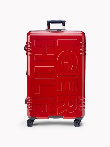 Red Men's Tommy Hilfiger 28" Signature Spinner Suitcases | AU_M31761